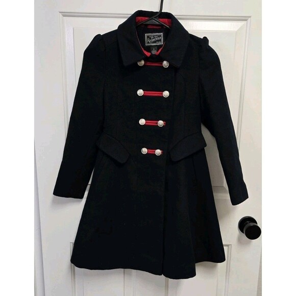 Rothschild Other - Tailored by Rothschild Girls Military Dress Coat Navy Blue Red Trim Silver 8